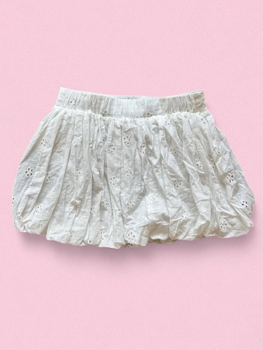Passport White Eyelet Bubble Mini Skirt